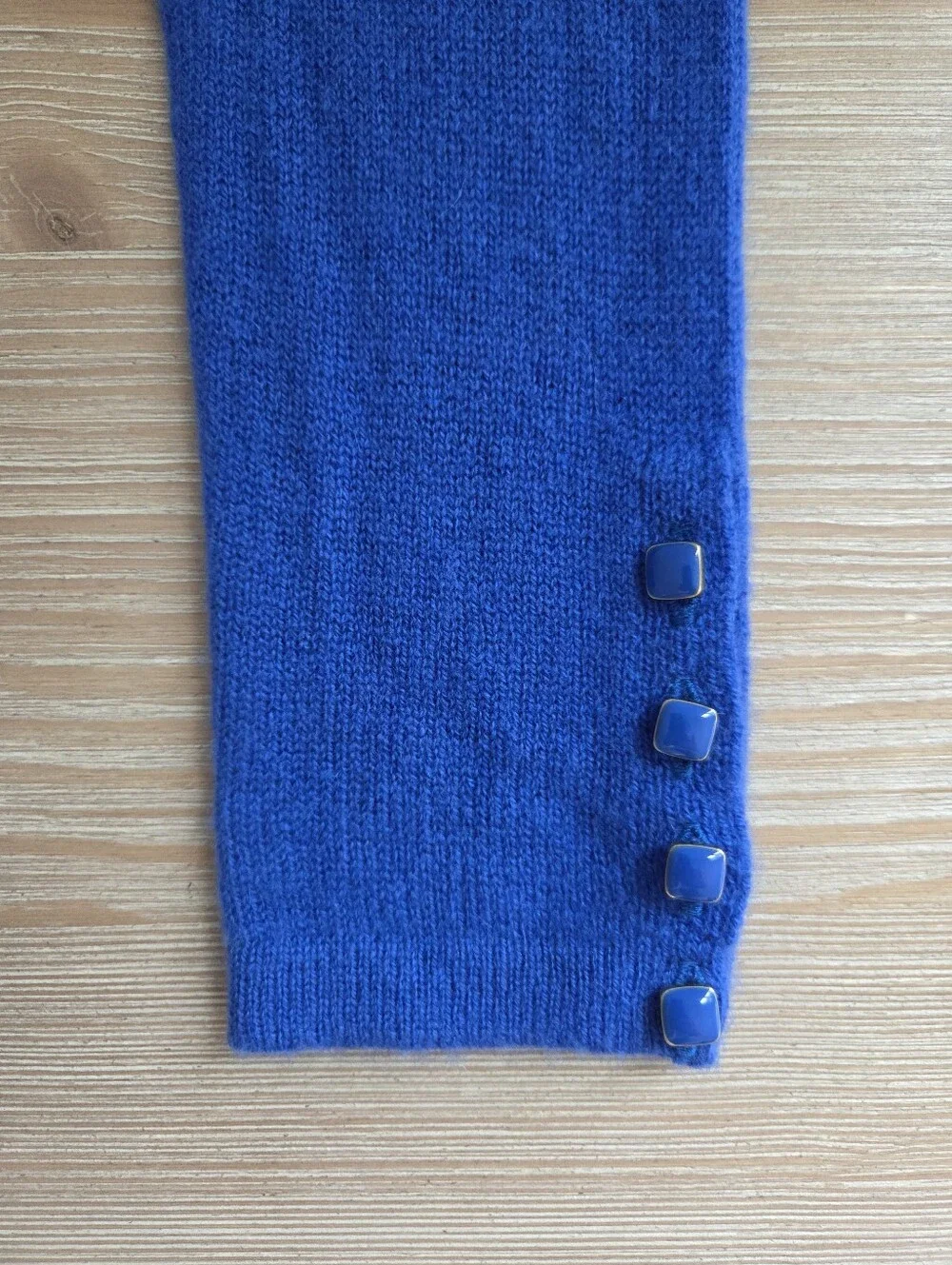J. McLaughlin Jamey Cobalt Blue Cashmere Button Cuff Sweater Womens Size XS
